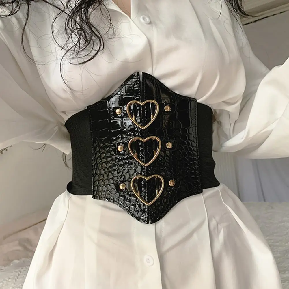

Luxury Women Bustier Solid Color Push Up Slim Heart Black Elastic Wide Body Waistband Body Shaper Belt for Dating