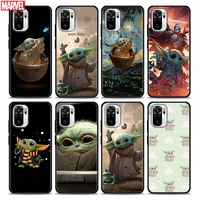 cute lovely baby yoda silicone phone case for xiaomi redmi note 9 9t 10 10s 11 11s 11e 8 7 poco m3 m4 pro 5g black cover cases