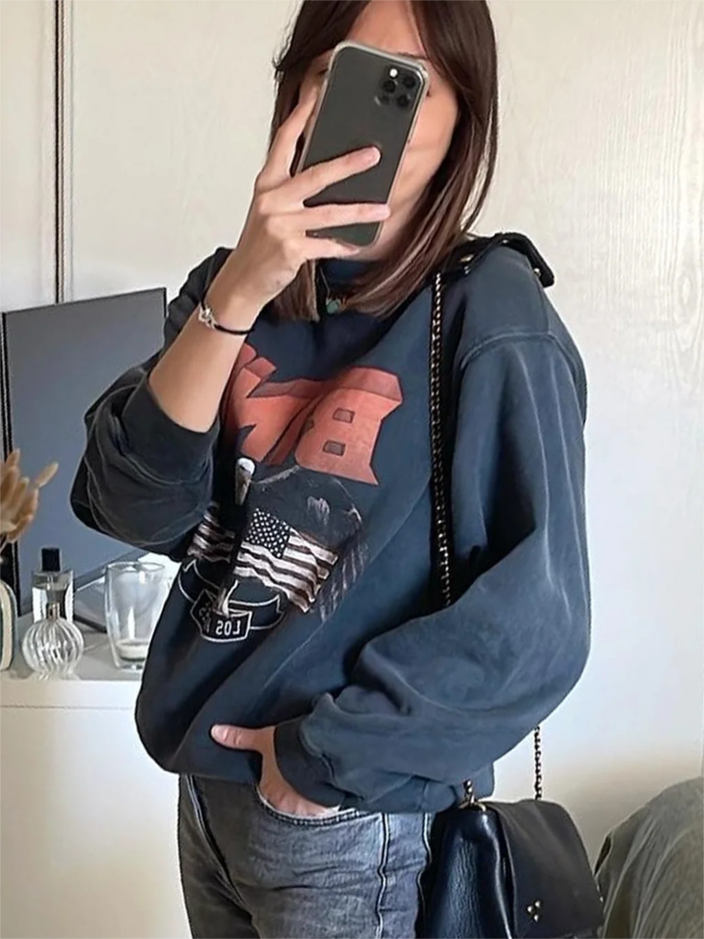 

Женская винтажная толстовка с принтом «мытый Орл»