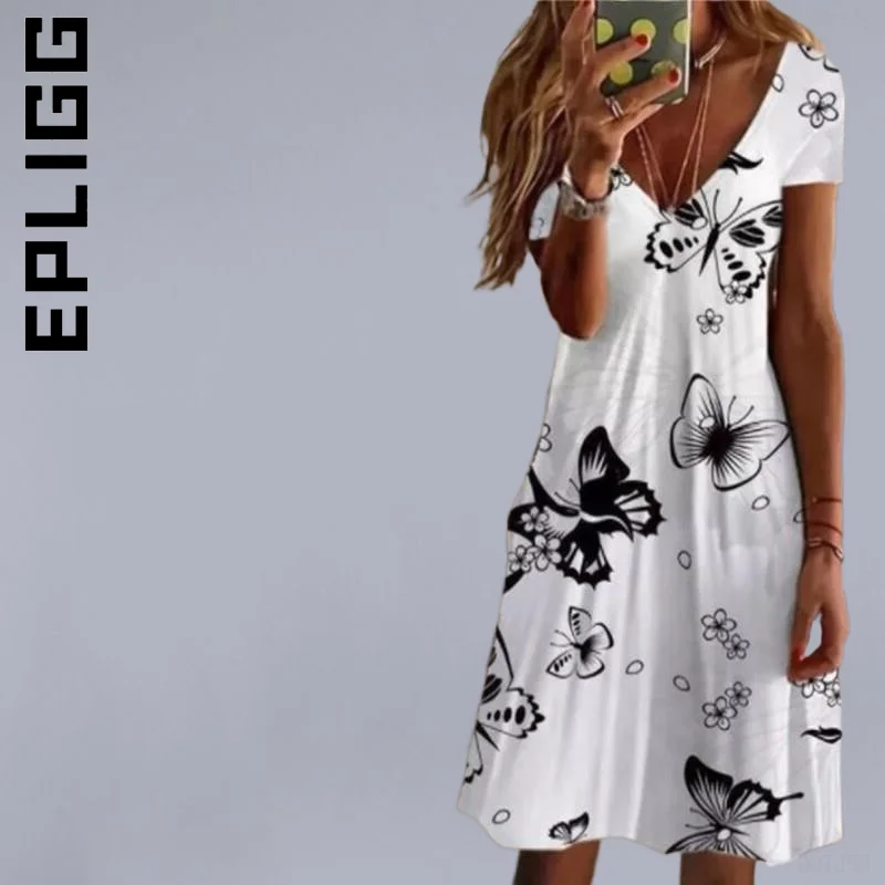

Epligg Fashion Women Dress Loose Vintage Ruffles Befree Dress Elastic Streetwear Cheap Popular Dress Woman Vestidos Female
