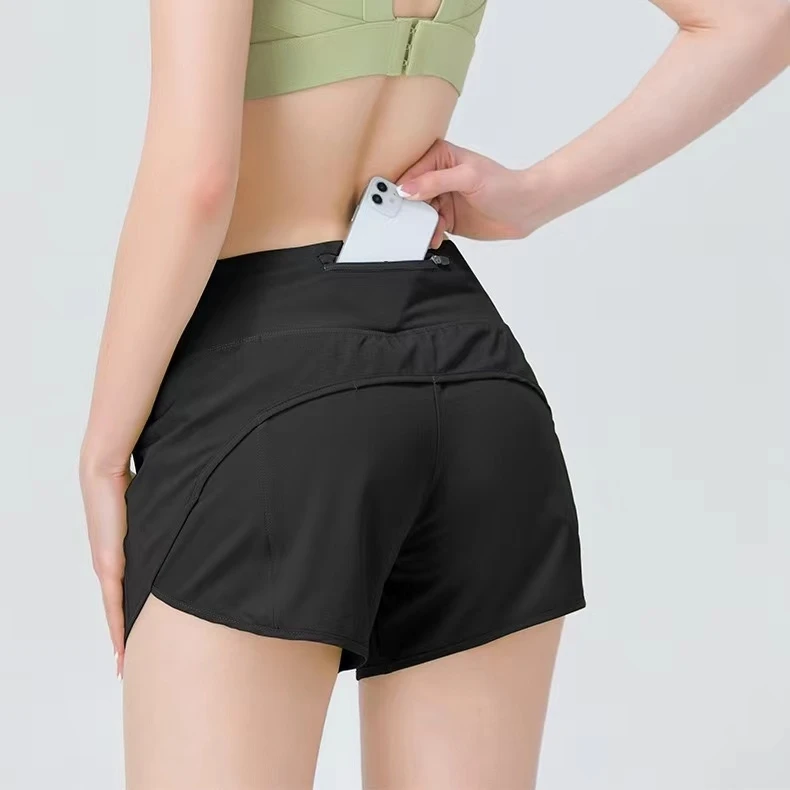 Купи Lulu Women Yoga Shorts Back Zipper Pockeks Sports Shorts Running Short Exercise Workout training Shorts за 1,130 рублей в магазине AliExpress