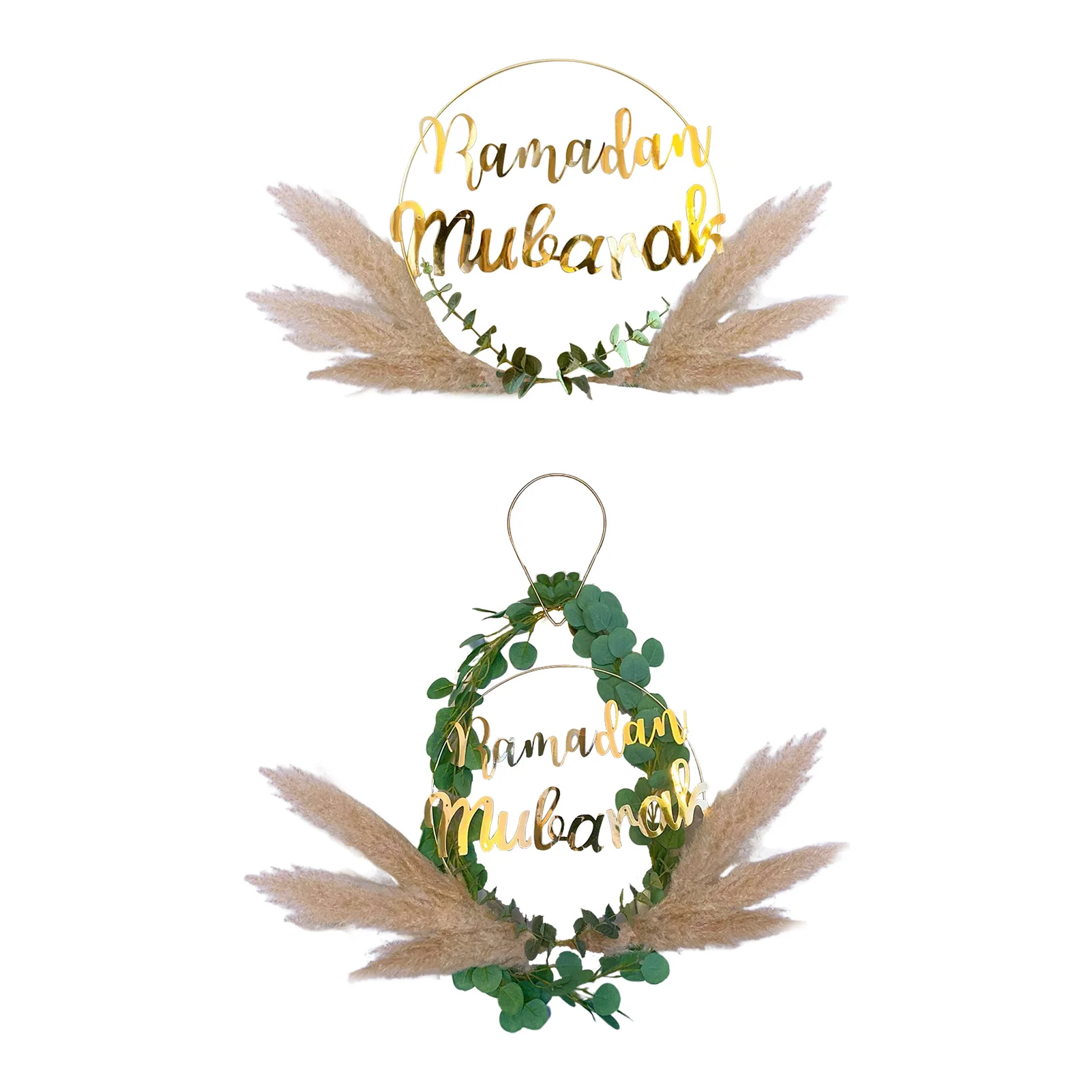 

DIY Рамадан Kareem обруч венок DIY искусственный цветочный лист венок с фестивалем печать для входной двери Рамадан
