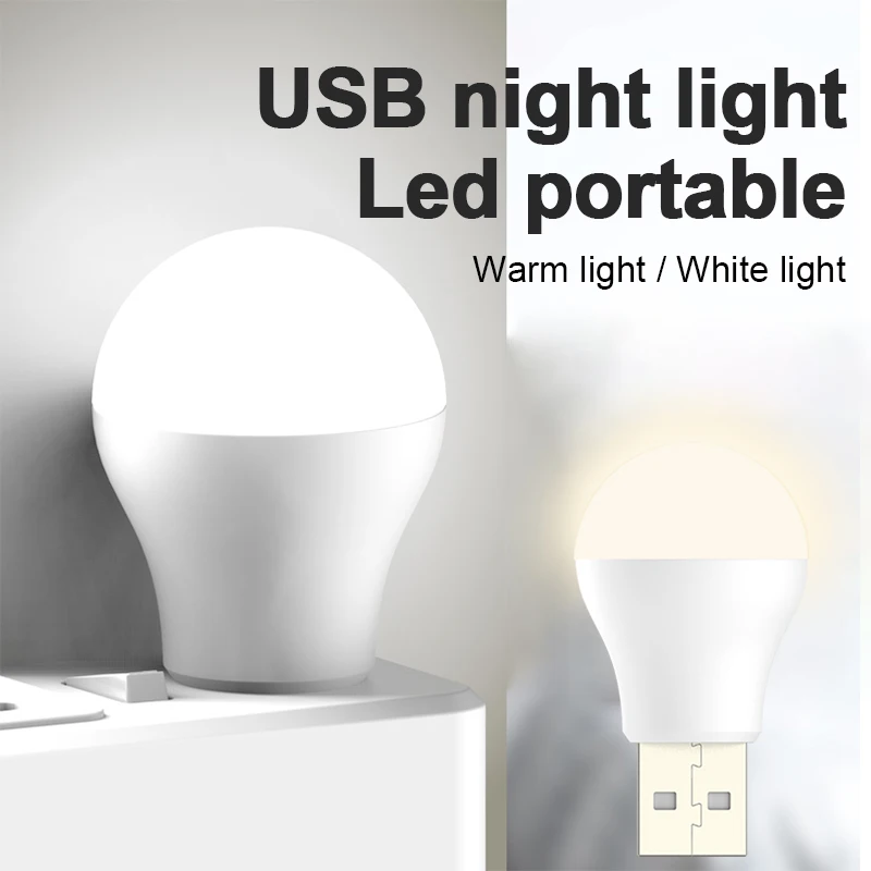

USB Plug Lamp Computer Mobile Power Charging LED Eye Protection Reading Light Table Lamp Rechargeable Light Bulb Small Book Lamp