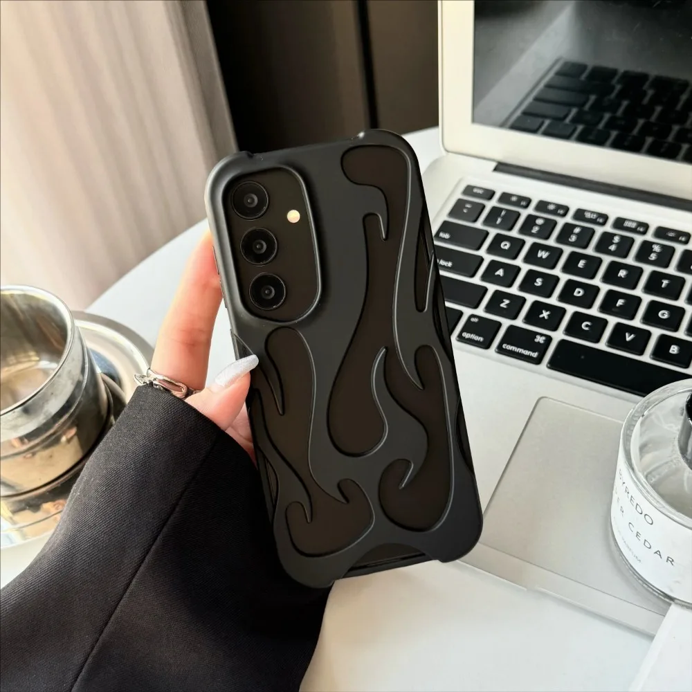Чехол для телефона с гальваническим 3D пламенным узором Samsung Galaxy S24 S23 S22 Ultra A55 A16 A06