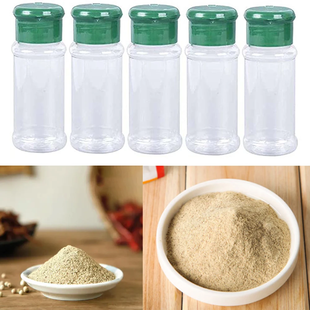 

5pcs Portable Camping BBQ Condiment Vinegar Bottle Kitchen Cruet 100 ml Plastic Spice Salt Pepper Shakers Seasoning Jar