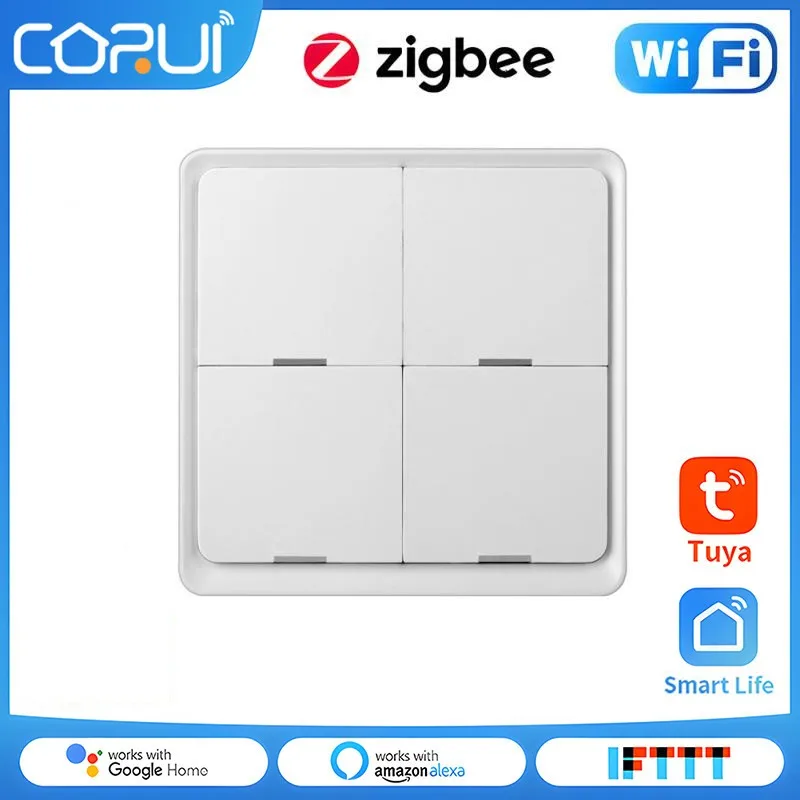 

Четырехсторонняя панель CORUI Tuya Smart ZigBee, беспроводной переключатель, кнопочный контроллер, автоматическое устройство с питанием от батареи