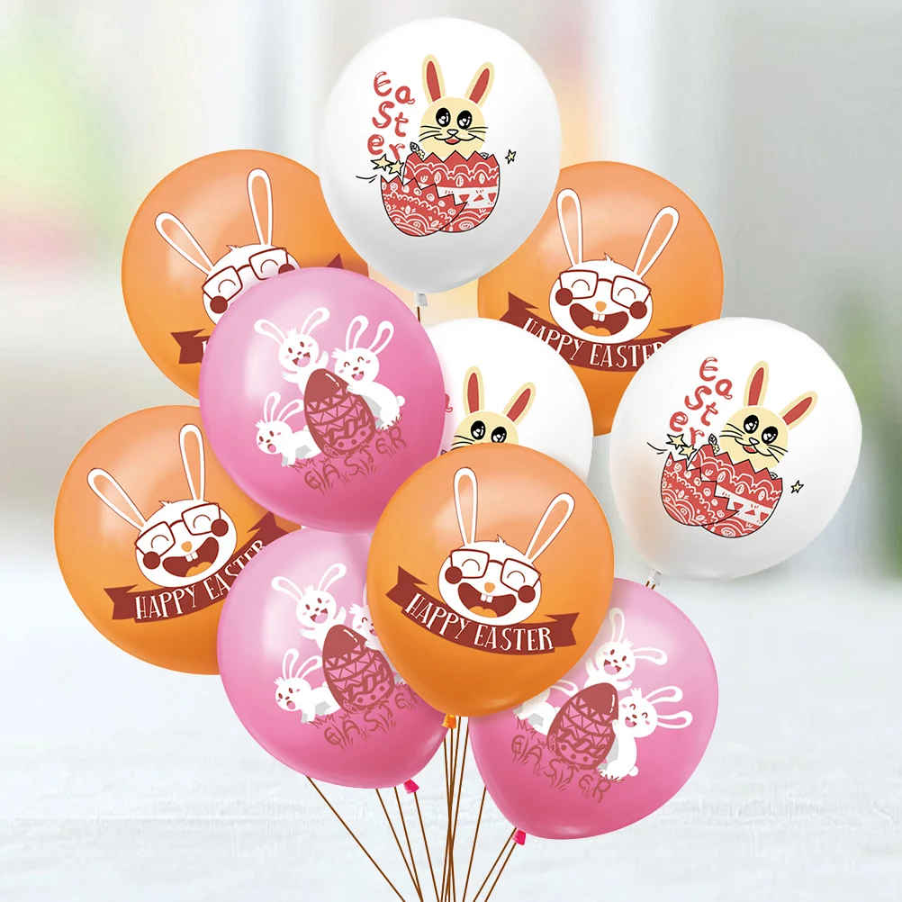 

Easter Balloons Latex Bunny Party Rabbit Printed Happy Balloon Set Hanging Decorations Supplies