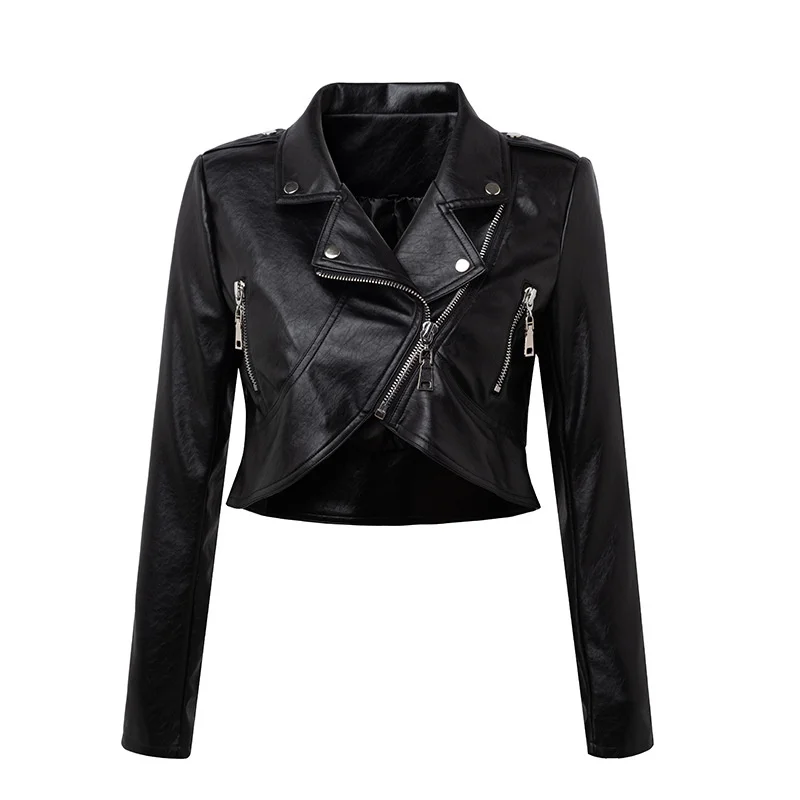 Short Women'S Leather Coat Spring And Autumn Fashion New Slim Leisure Port Style Small Motorcycle Jacket The Zipper Is Handsome