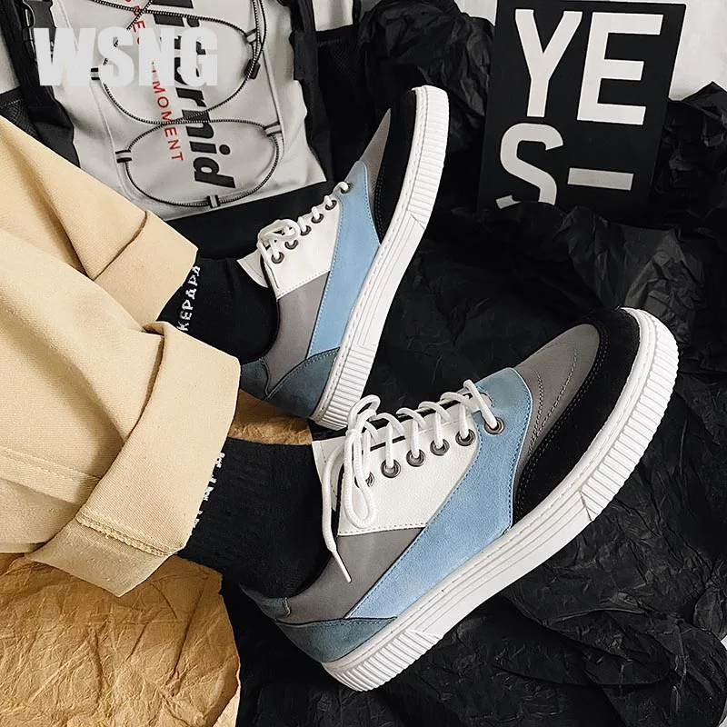 

WSNG Casual Breathable Color-blocking Sneakers Wear-resistant Non-slip Sports Men's Shoes All-match Work Shoes Loisirs Sportifs
