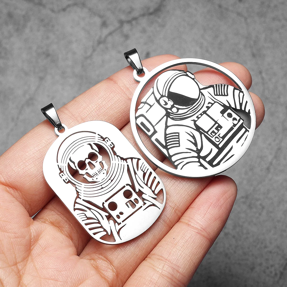 Череп космонавт уникальные полые мужские ожерелья кулон из нержавеющей стали