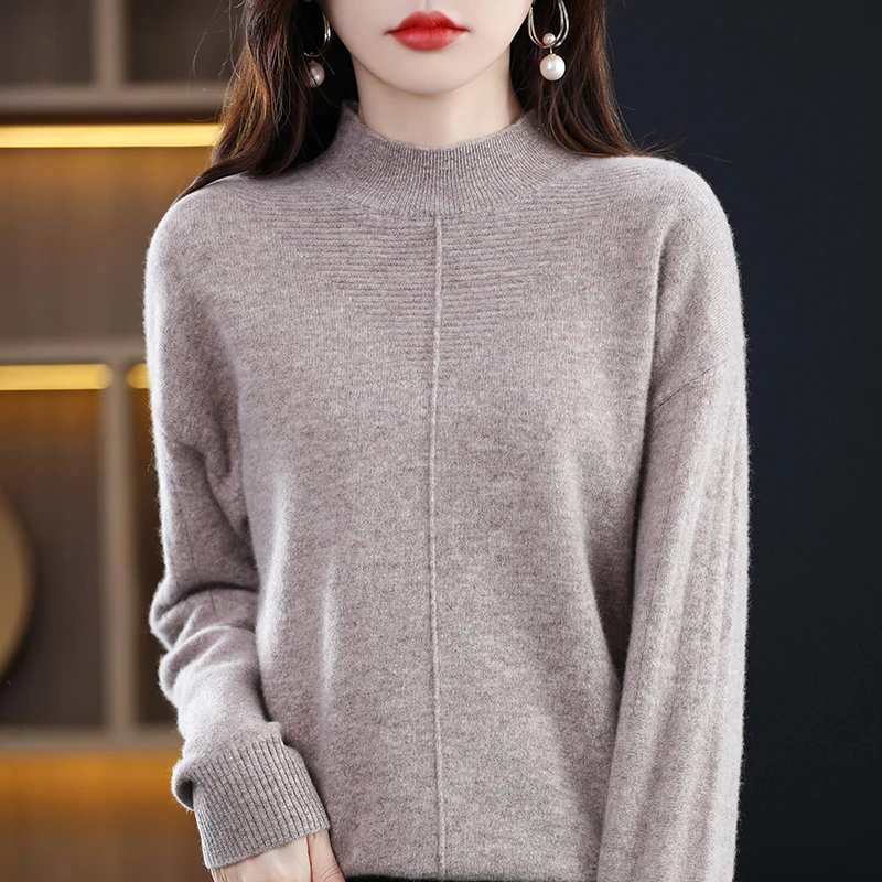 

100% Wool Sweater Autumn Winter Woman's Sweaters Long Sleeve Small Turtleneck Basic Style Shirt Female Pullover Knit Tops Ju
