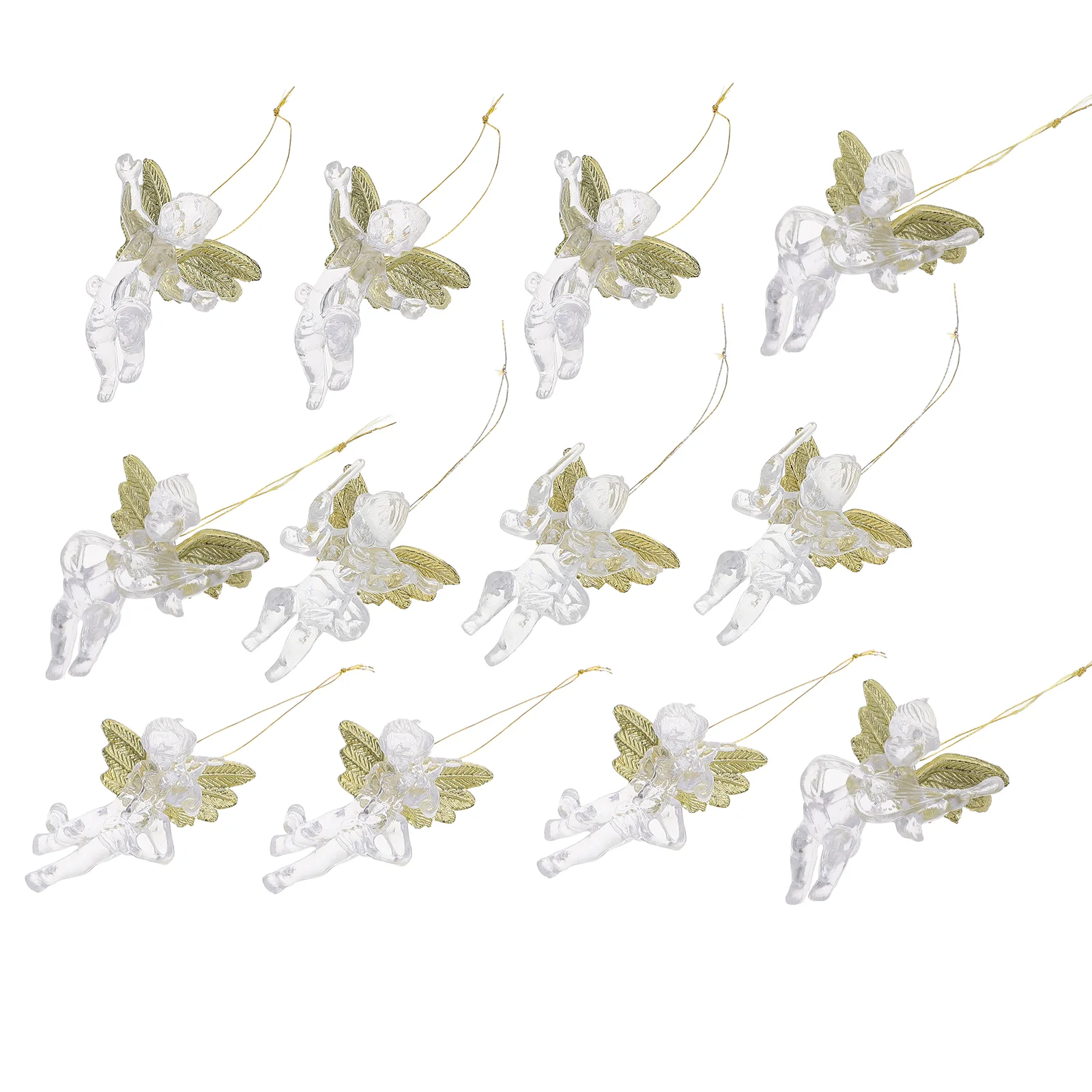 

12pcs Hanging Pendants Angel Pendants Christmas Tree Decorations (Transparent)