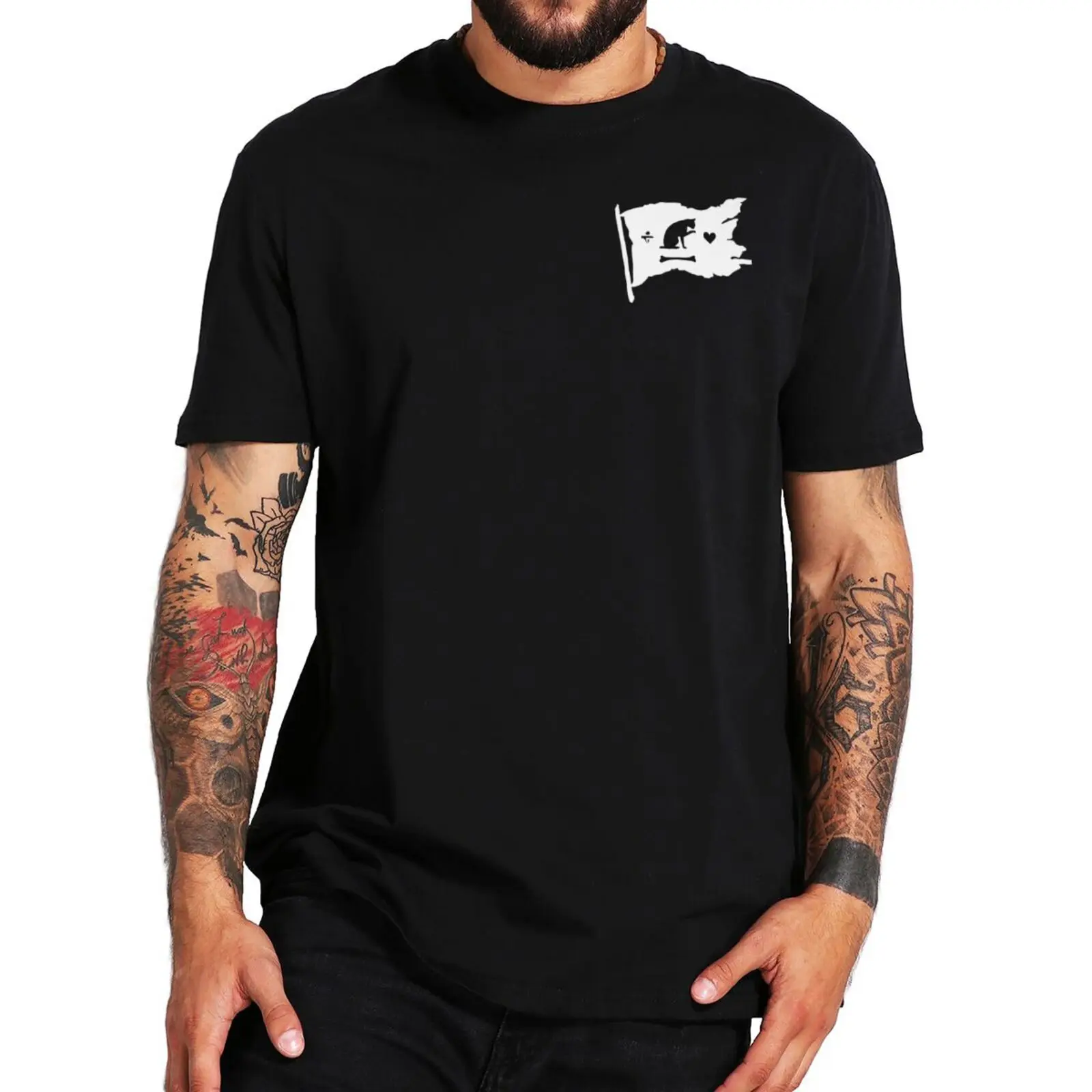 

Our Flag Means Death Cat Flag Painting T Shirt 2022 Romantic Comedy TV Series Classic Tee Shirts 100% Cotton Tee Tops