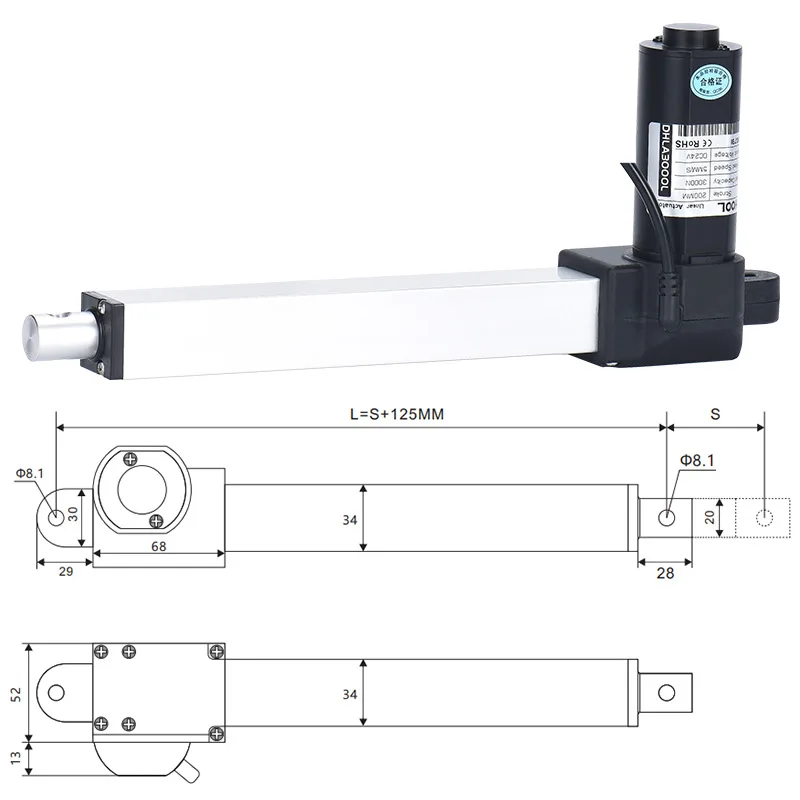 450 мм ход линейный привод Электрический подъемный двигатель постоянного тока 12 В