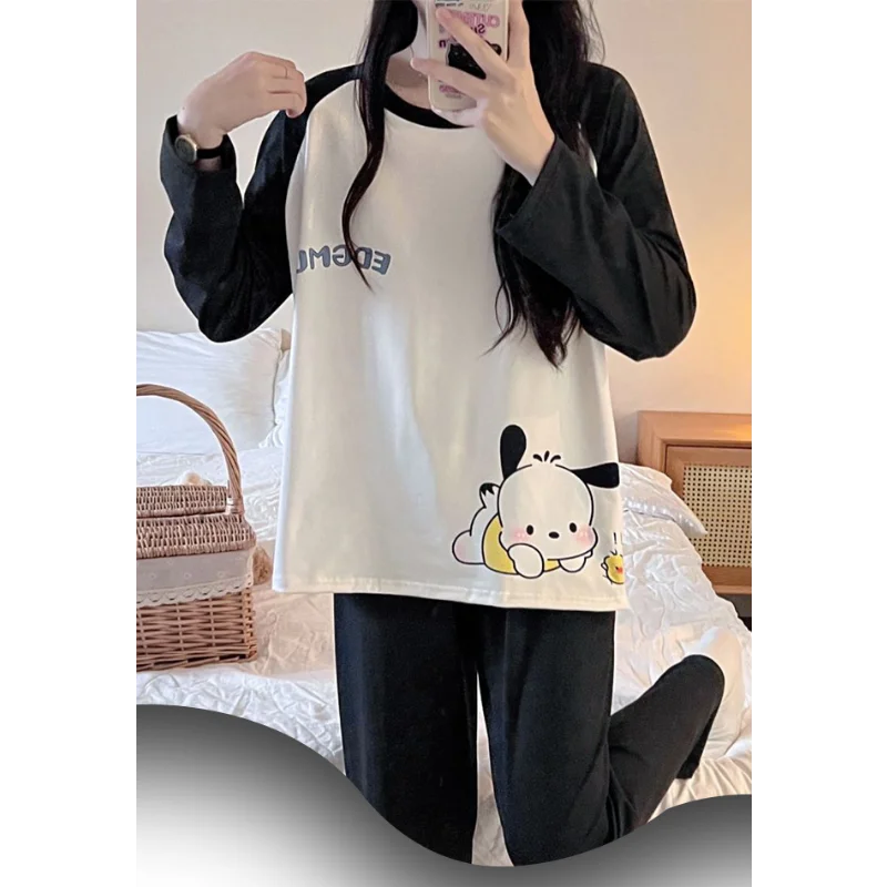 Новинка Осенняя Пижама Sanrio Pacha с длинными рукавами Женский пуловер милая и