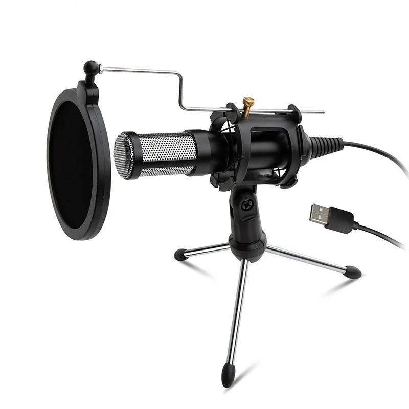 USB Condenser Microphone Computer Recording Multi-Software Compatible K Song Equipment With Blowout Prevention Net