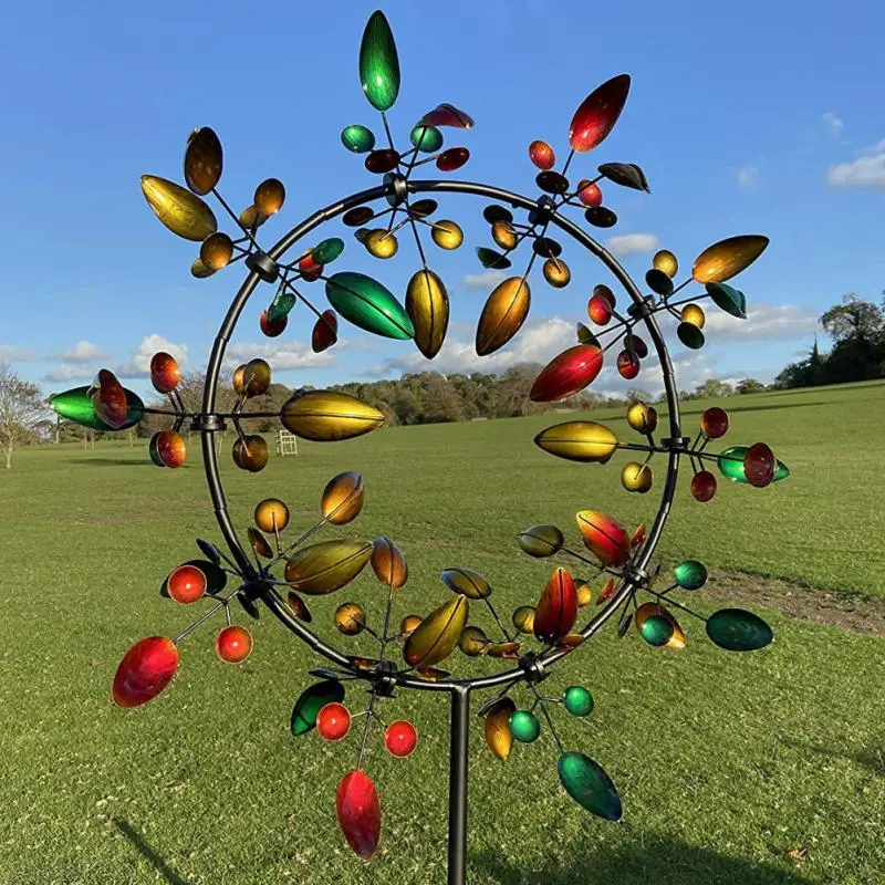 

Garden Decoration Rainbow Color Wind Chimes Leaves Wind Chimes Personality Creative Windmill Ornaments Metal Crafts For Kids