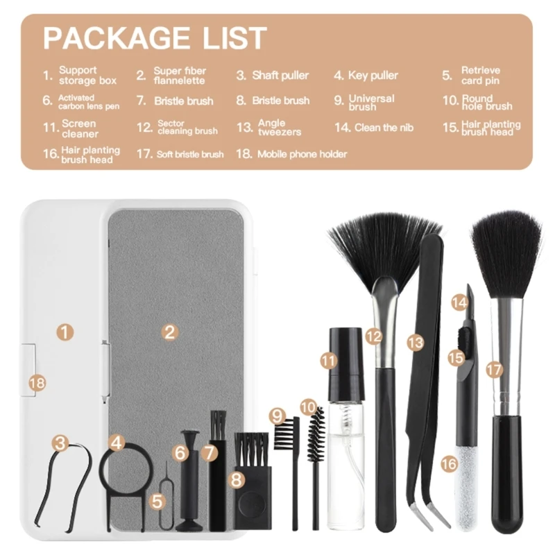 

18 шт., щётки для клавиатуры и наушников