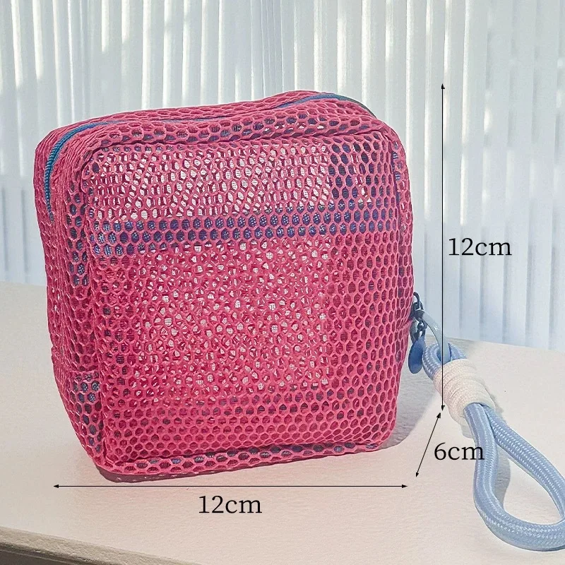 

Квадратная сетчатая косметичка, портативный органайзер для макияжа с застежкой-молнией, многофункциональная дорожная косметичка для хранения, дорожная косметичка