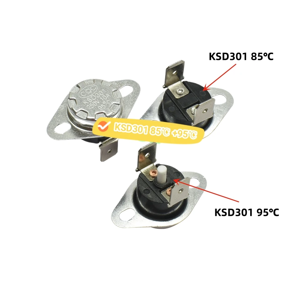 KSD301 85/88/95 ℃ 250V10A Автоматический/ручной сброс контроля температуры Swith для водяного дозатора Автоматический нагрев предотвращает сухое крепление