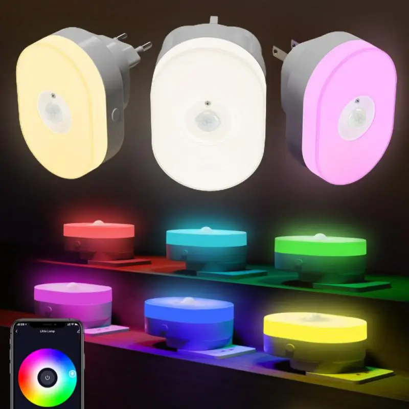 

PIR Motion Sensor Light WiFi Wireless LED Night Light EU US UK Plug Wall Lamp Warm White RGB Room Tuya App Voice Control