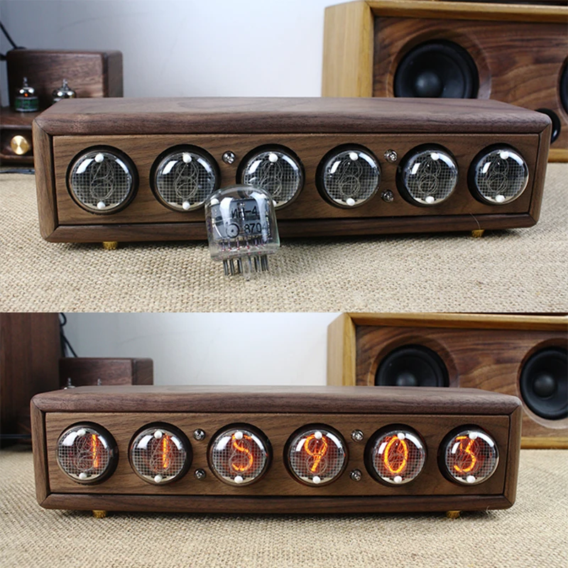 Роскошные деревянные часы Nixie Tube цифровые настольные светлый будильник сделай