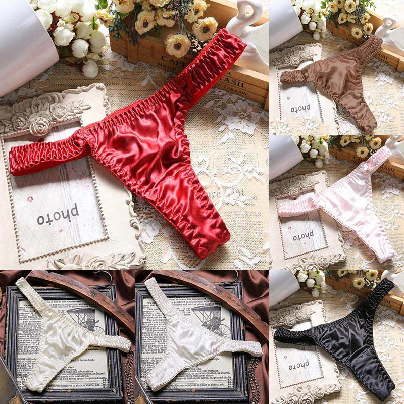 

2023 New Women Breathable Underwear Thongs Low Waist Knickers Silk Briefs Lingerie for Women Sexy Soft Panties