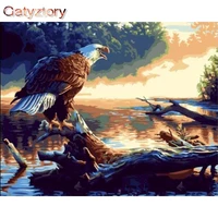 gatyztory 40x50cm frame painting by numbers on canvas number painting eagle animals diy coloring by numbers wall art home decor