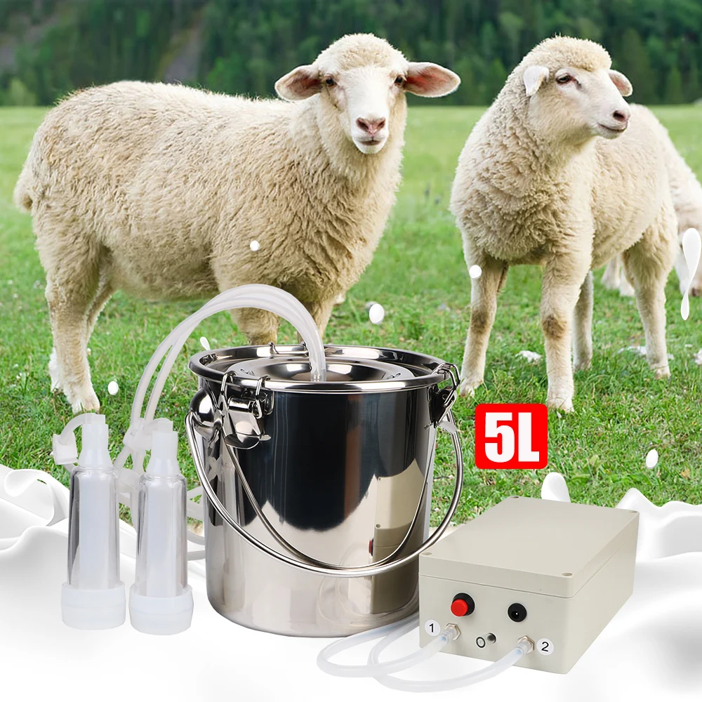 

Vacuum Pump Bucket 5L Milking Machine Pasture Breeding Equipments Automatic Electric Pulsating Milker for Farm Cows Goats Sheep