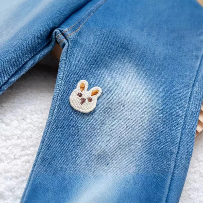 Новые джинсовые брюки-ботинки с мультяшным Кроликом новые брюки Baidu в западном