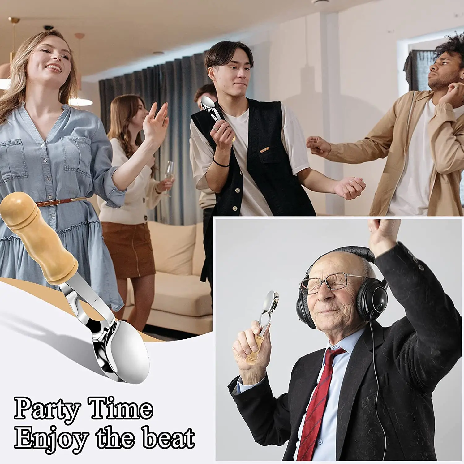 Музыкальный инструмент-ложка с деревянной ручкой Ударный инструмент Ирландский