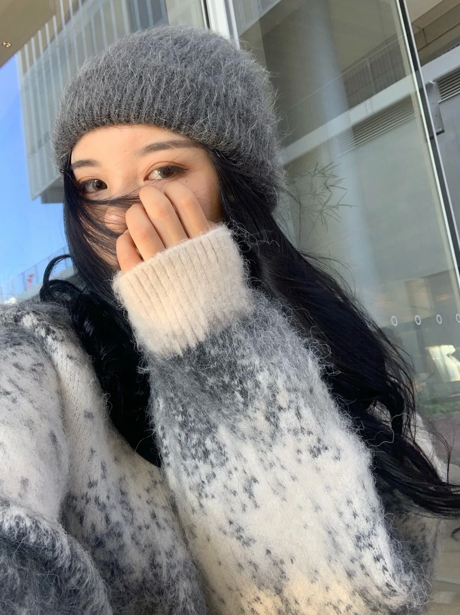 New Korean Style Loose and Lazy Style Knitted Coat Fall and Winter Outer Wear Sweater Cardigan Mid-Length Women's