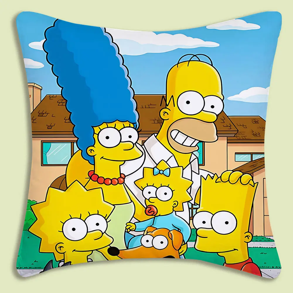 

Cartoon The S-Simpsons Pillow Covers Cartoon Sofa Decorative Home Double-sided Printing Short Plush Cute Cushion Cover