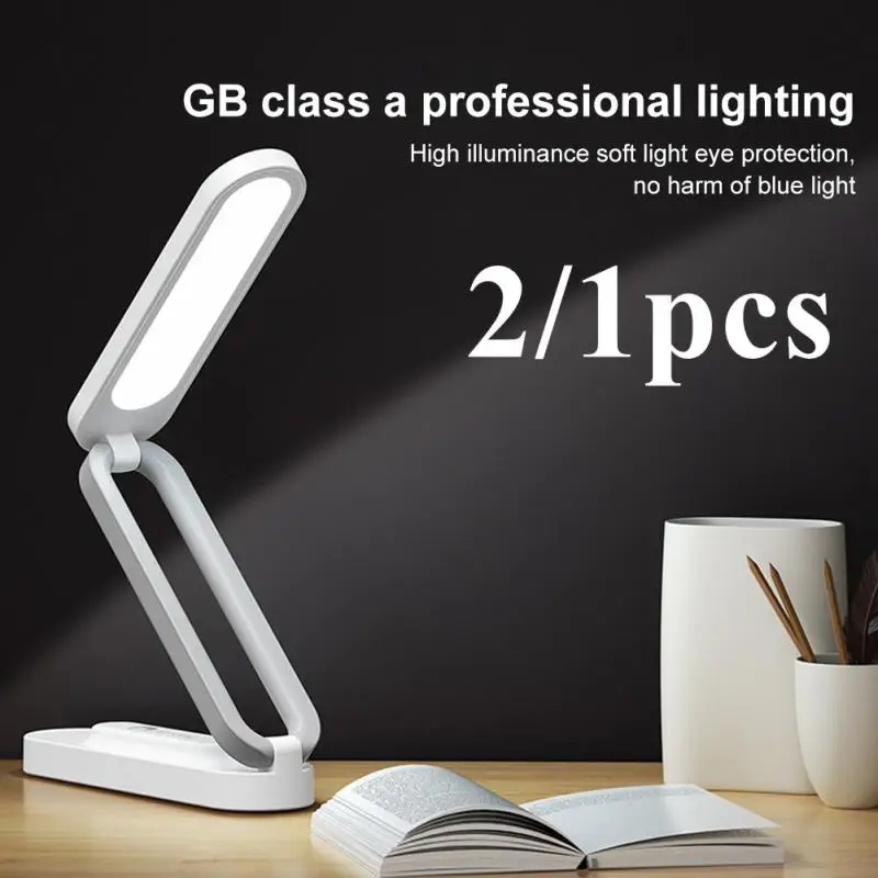 

2/1pcs Led Desk Lamp Eye Protection Folding Night Light Portable Student Led Creative Children Desk Stepless Dimming Desk Lamp