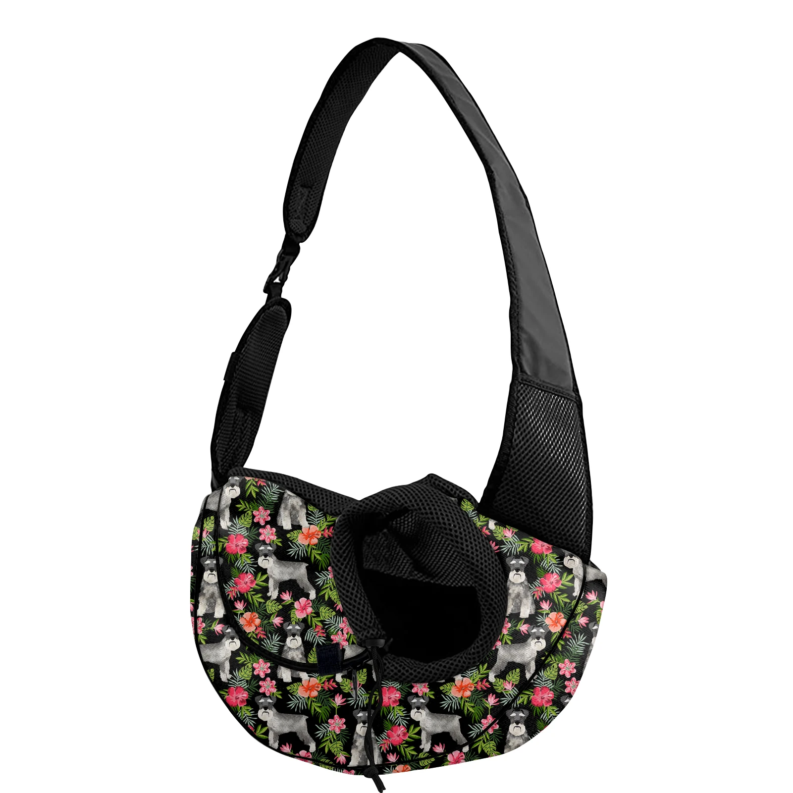 

Schnauzer Pattern Pet Carrier Shoulder Bag Adjustable Cute Tote Pouch Outdoor Travel Safety Dog Cat Front Pocket Belt Bag