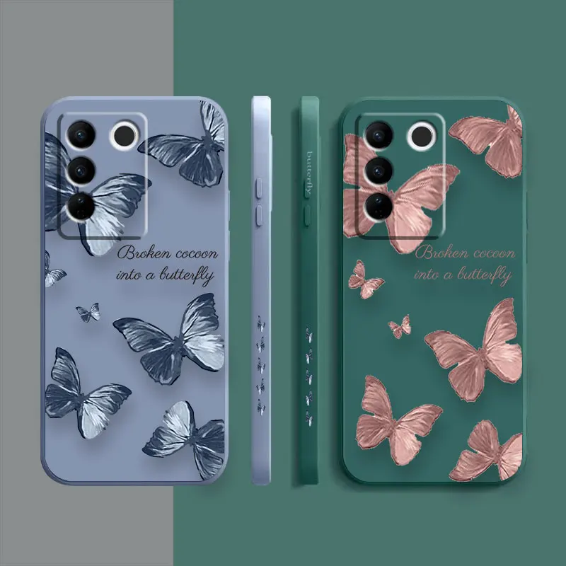 Case For VIVO S5 S6 S7 S9 S9E S10 S12 S15 S16 S16E V19 V20 V21 V23 V25 V27 PRO 5G Case Funda Cqoue Shell Capa Pretty Butterfly