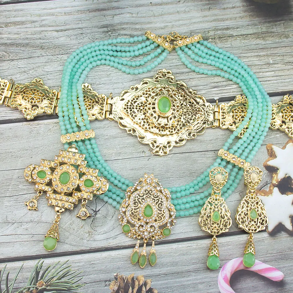 Neovisson марокканские блестящие ювелирные наборы золотого цвета с ремнем кафтан