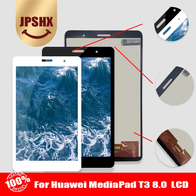 100% Tested NEW LCD Display For Huawei Mediapad Honor T3 8 KOB-L09 KOB-W09 T3 Touch Screen Digitizer Assembly Replacement