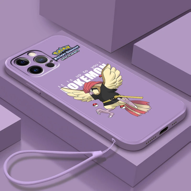 

Pokemon Psyduck Squirtle Art Liquid Rope Phone Case For Apple IPhone 14 13 12 Mini 11 Pro XS MAX XR X 8 7 Plus SE Soft Cover