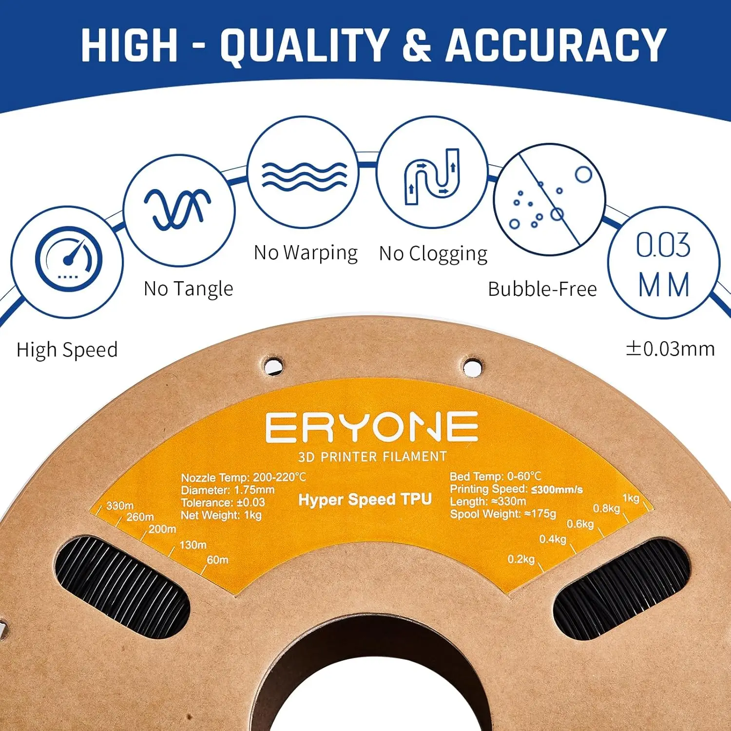 Фото Филамент для 3D-принтера ERYONE 3KG TPU & HS-TPU 95A, 1.75 мм, быстрая печать, гибкий, износостойкий, множество цветов, выгодная упаковка №5