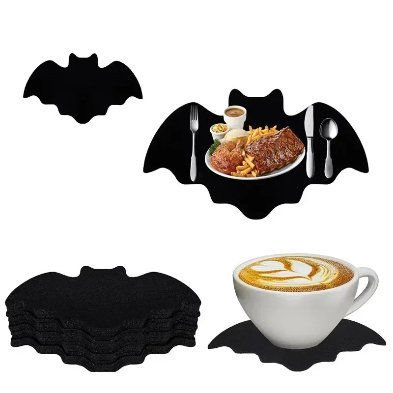 Felt Bat Meal Mat Halloween Table Anti Slip Heat Resistant Tableware Party TableDecoration Supplies Decoration