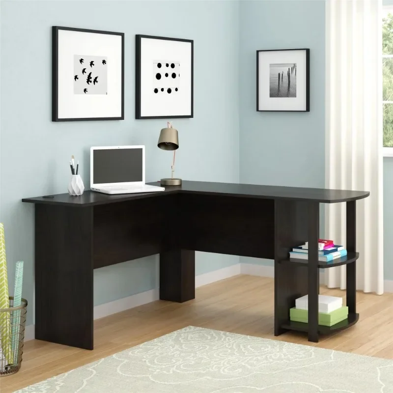 

Ameriwood Home Dominic L Desk with Bookshelves, Espresso, 51.31 X 53.62 X 28.25 Inches