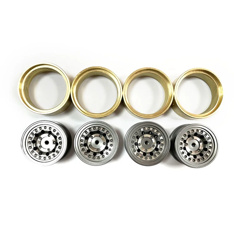

Metal Beadlock Wheel Rim with Brass Counterweight Ring for FMS 1/24 FCX24 1/18 Mogrich RC Crawler Car Parts,Titanium