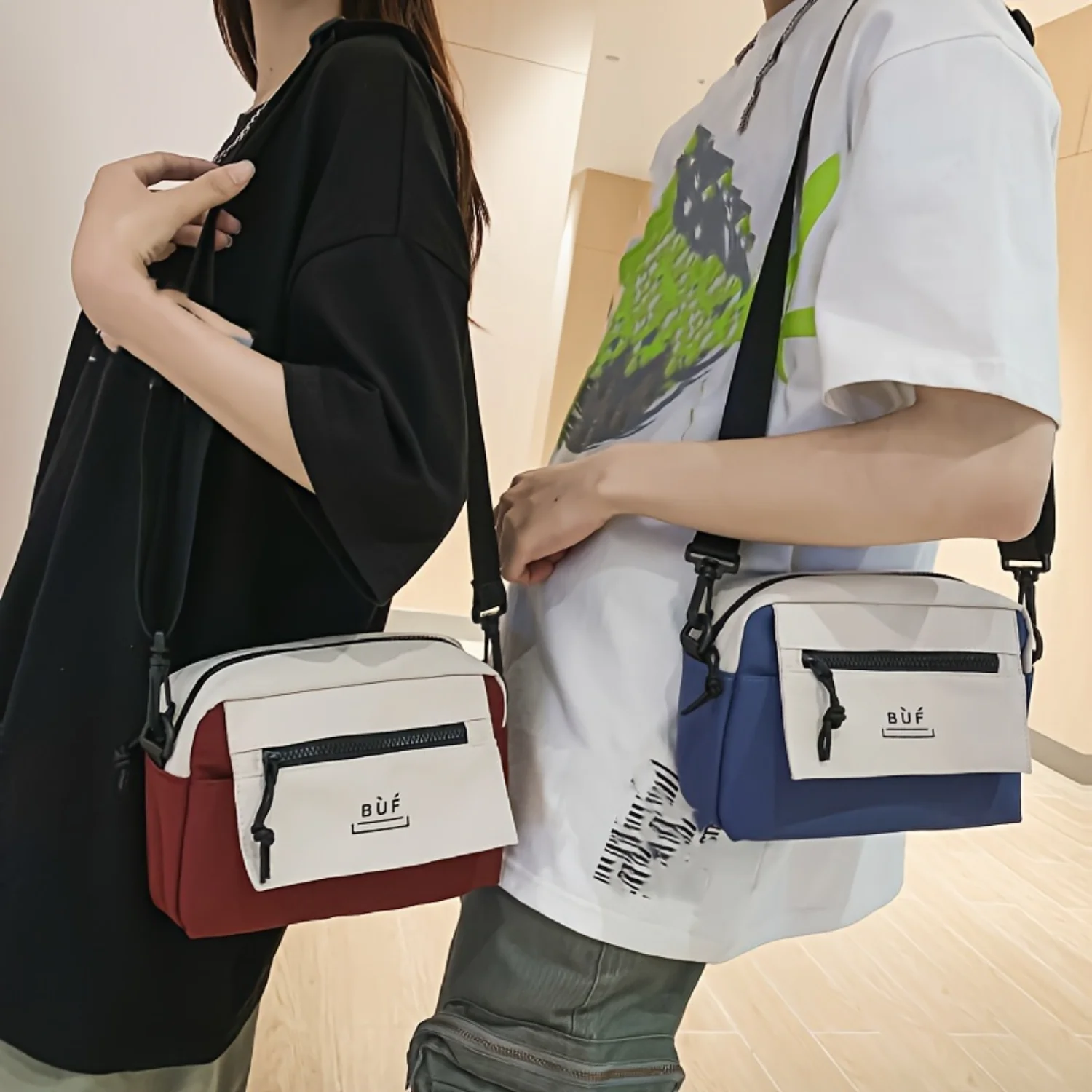 Минималистичная квадратная сумка через плечо с цветными блоками Женский