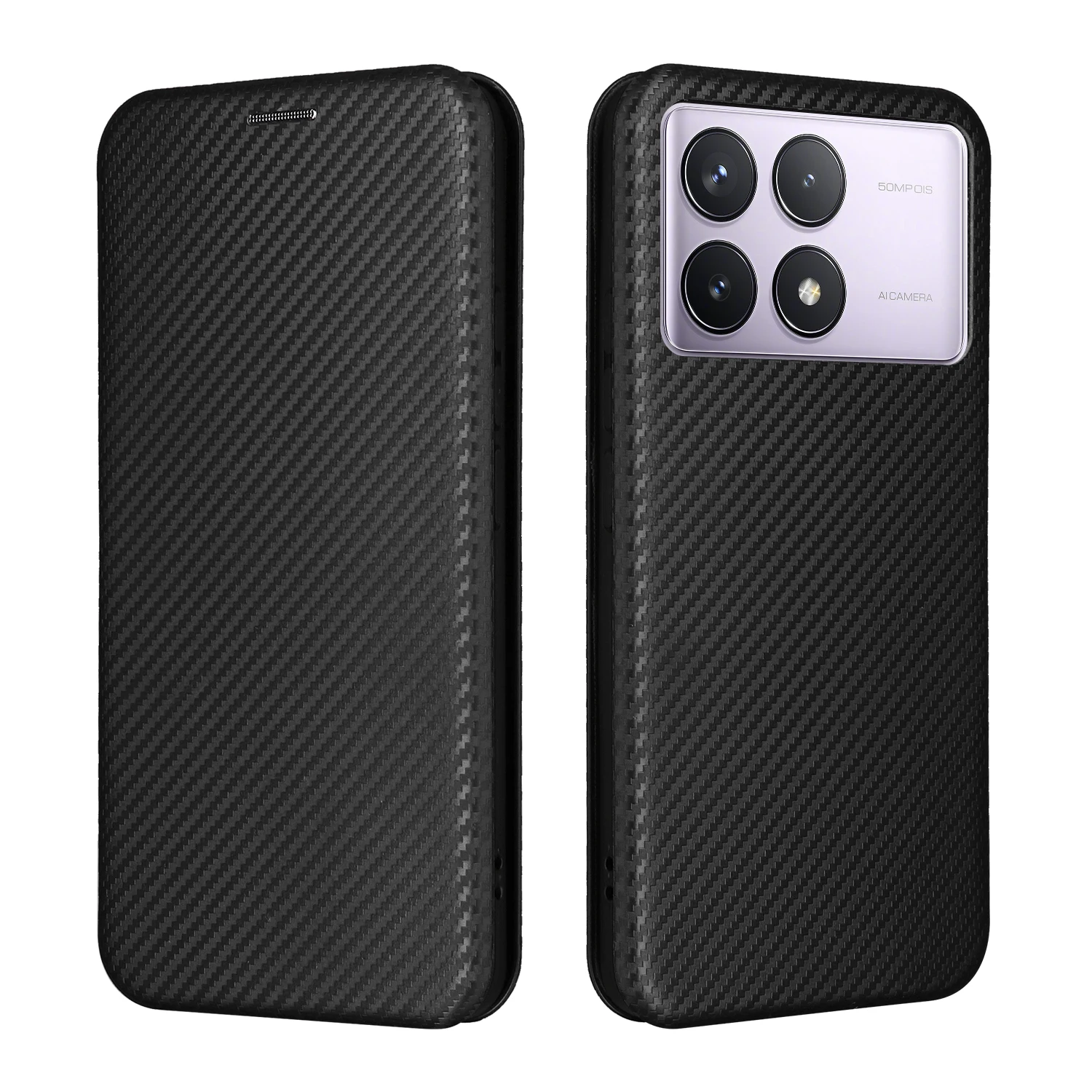 Откидной жесткий ультратонкий кожаный чехол из углеродного волокна для Xiaomi Redmi K70