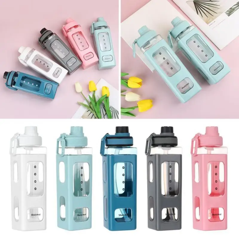 

Square Plastic Cup Outdoor Sports Double-layer Water Cup Modern Minimalist Hand Is Fitted With Water Square Plastic Cup