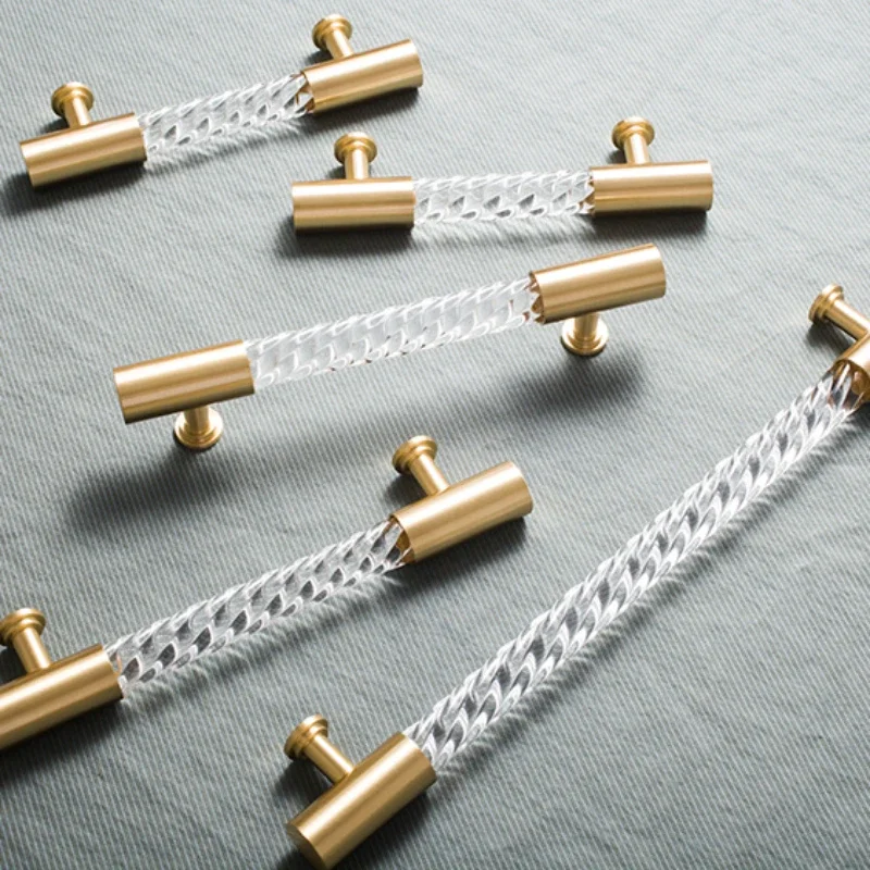 Роскошные латунные акриловые скрученные ручки Nordic светильник дверные Длинные с