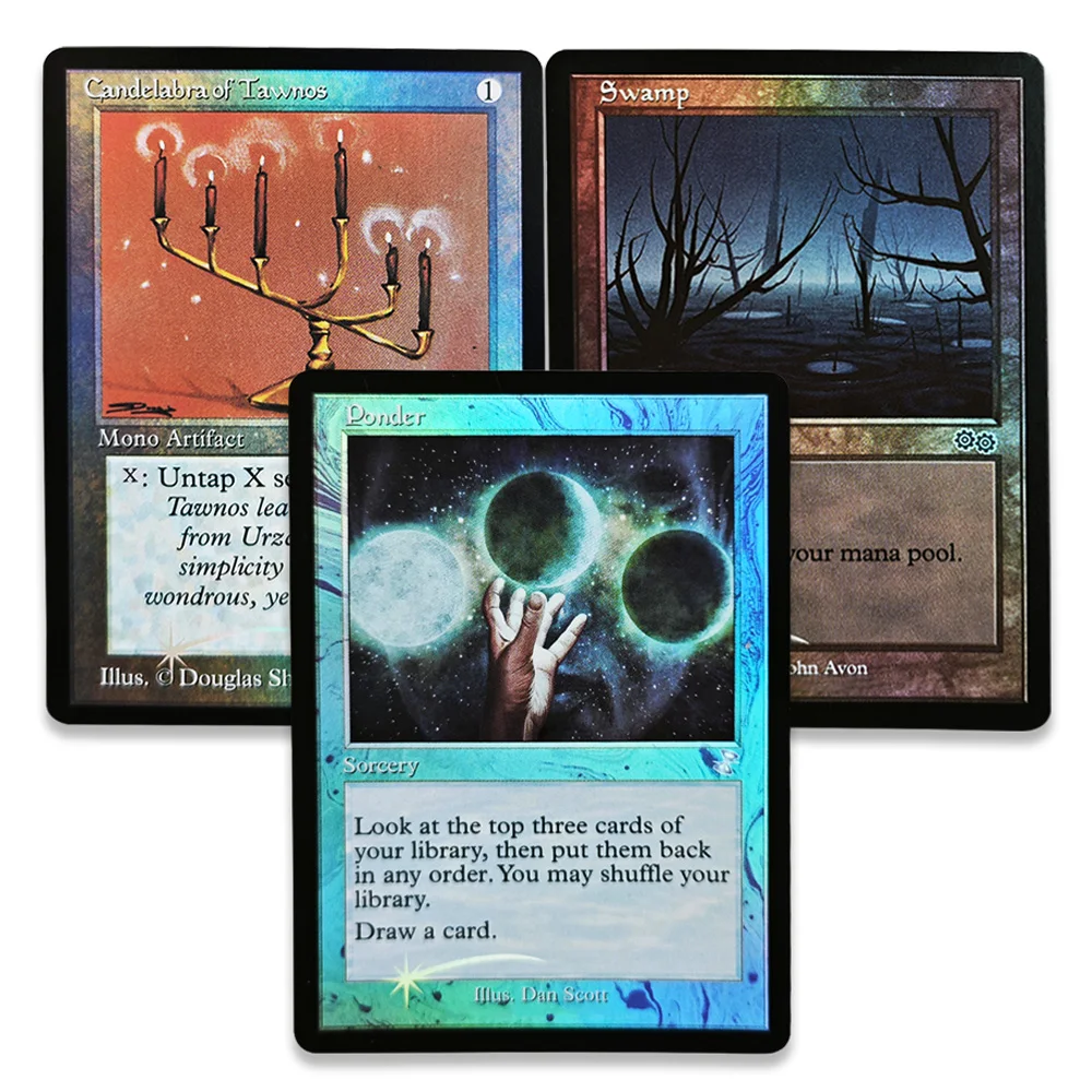 Фото Коллекционные карты TCG: Редкие магические фольгированные карты для игр — Болото/Канделябр Тавноса/Пондер-Тойс. Хобби-коллекционирование, подарки для мальчиков. №1