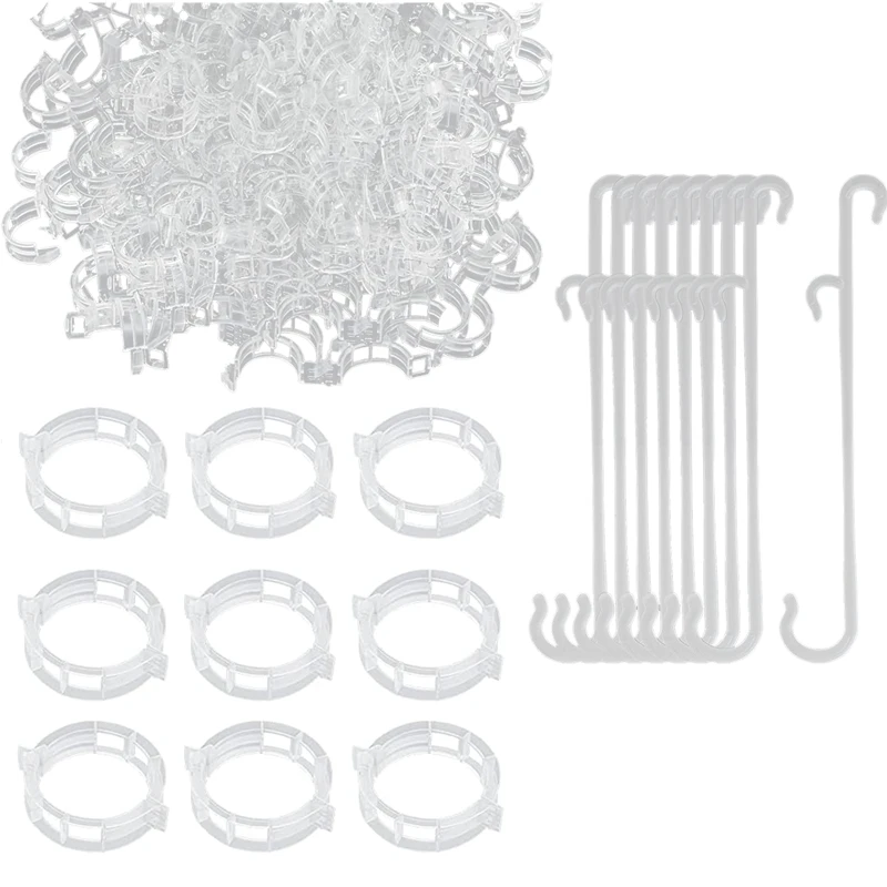 

250 Pcs Tomato Clips, Plant Support Clips And J Tomato Hooks Plastic Trellis Clips Vegetable Cages Vine Garden Clips