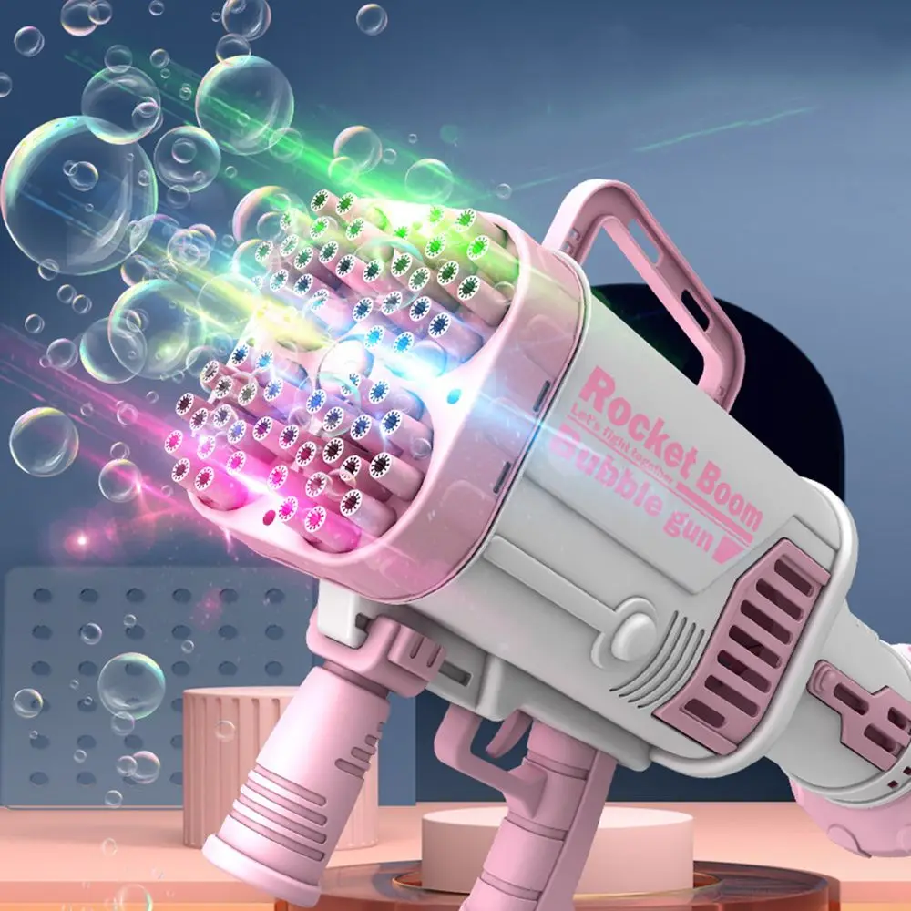 

Boys Girls Gift Flashing Rocket Launcher Kids Electric Gatling Bubble Guns Bubble Machine Automatic